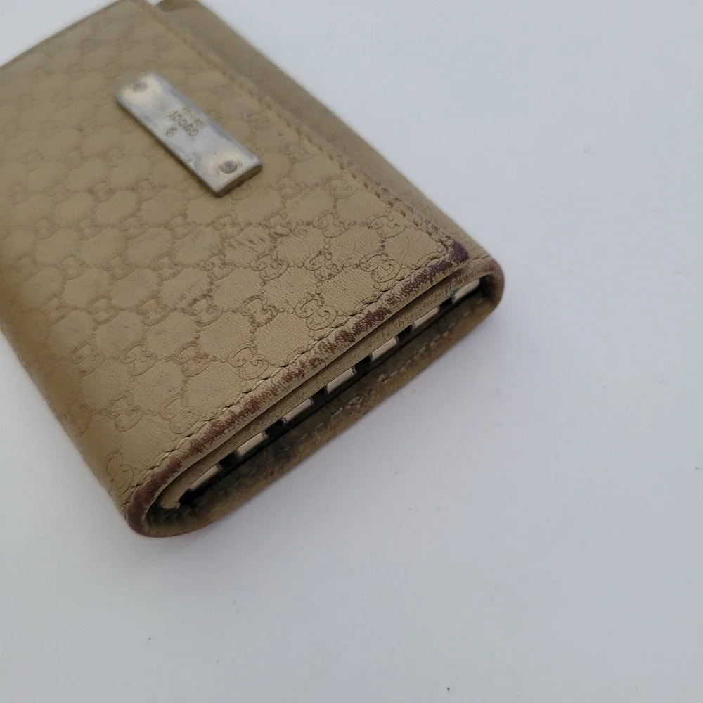 Gucci Microguccissima Leather 6 Key Case Holder Tan Beige Monogram 033-0416-0860